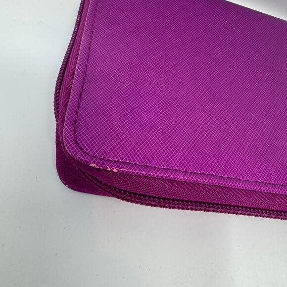 FiloFax Personal Compact Organizer Purple Saffiano Leather Planner Ring Zip - Picture 9 of 9